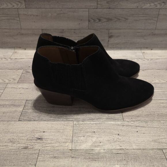 Franco Sarto Womens Size 6.5 M Black Suede Heeled Ankle Chelsea Boots Bootie - Picture 3 of 10